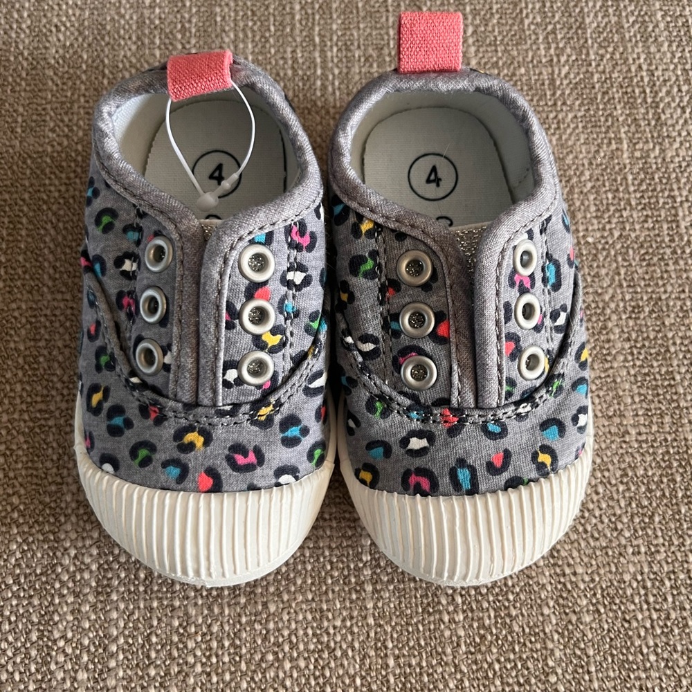 rainbow leopard print girls sneakers